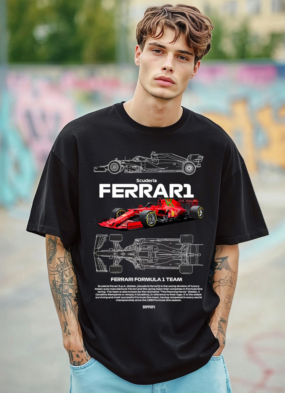 Black Oversized T-Shirt | F1 Technical Specification Graphic Tee