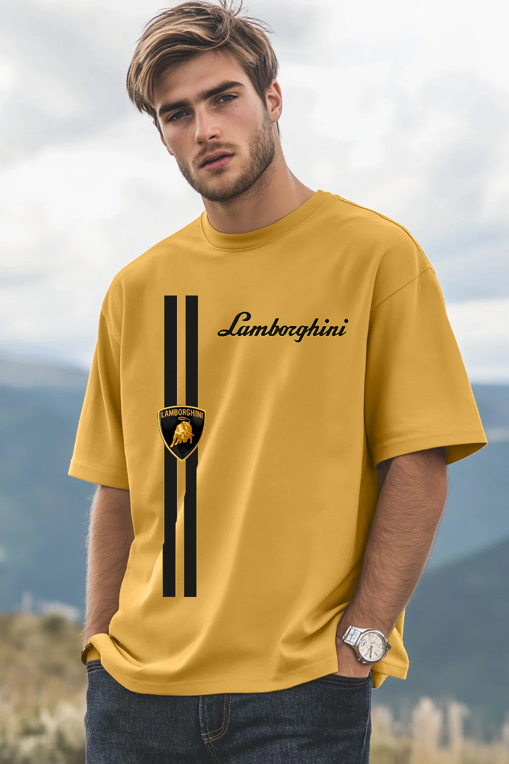 Yellow Oversized T-Shirt | Lamborghini