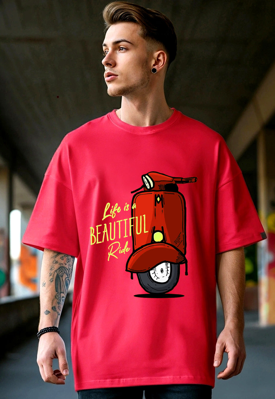 Red Oversized T-Shirt | Beautiful Ride