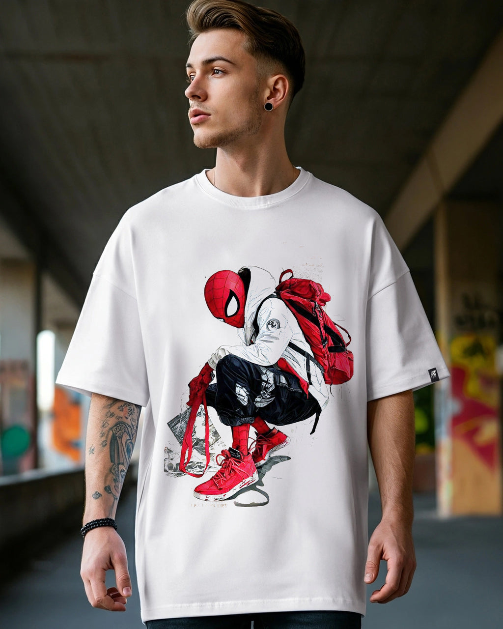 White Oversized T-Shirt |Urban Spider Man
